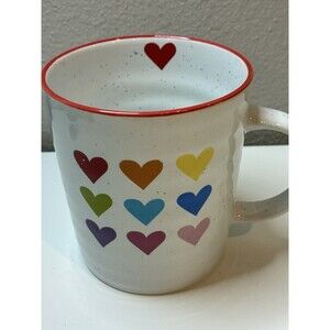 PRIMA DESIGN Hearts, Stoneware Speckled Ceramic Coffee Mug Cup